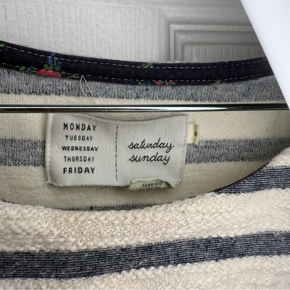 Saturday Sunday by Anthropology Striped Cotton Blend Faux Wrap Dress Size Medium - Picture 4 of 6